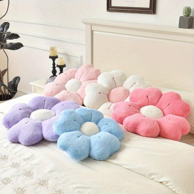 Soft Plush Daisy Flower Cushion – Cozy Pink Polyester Throw Pillow with Cute Petal Design, Perfect for Beds, Sofas, and Home Decor Gifts, Cute Pillows
