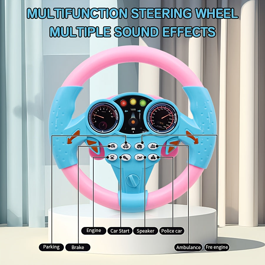 1pc Kids Interactive Simulated Steering Wheel Toy - Realistic ABS Resin Car Controller with Vibrant Colors, No Batteries Needed, Educational STEM Activity Gift for Birthdays, Baby Showers & Halloween/Christmas/Easter Parties,