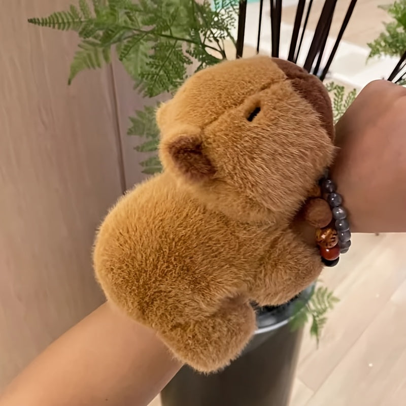 Adorable Capybara Plush Toy Wristband - Soft PP, Deep Brown Guinea Pig Stuffed Animal Keychain, Perfect for Play & Decoration, Decorative Accessory|Cute Wristband|Quality Plush Material, Capybara Stuffed Animal for winter