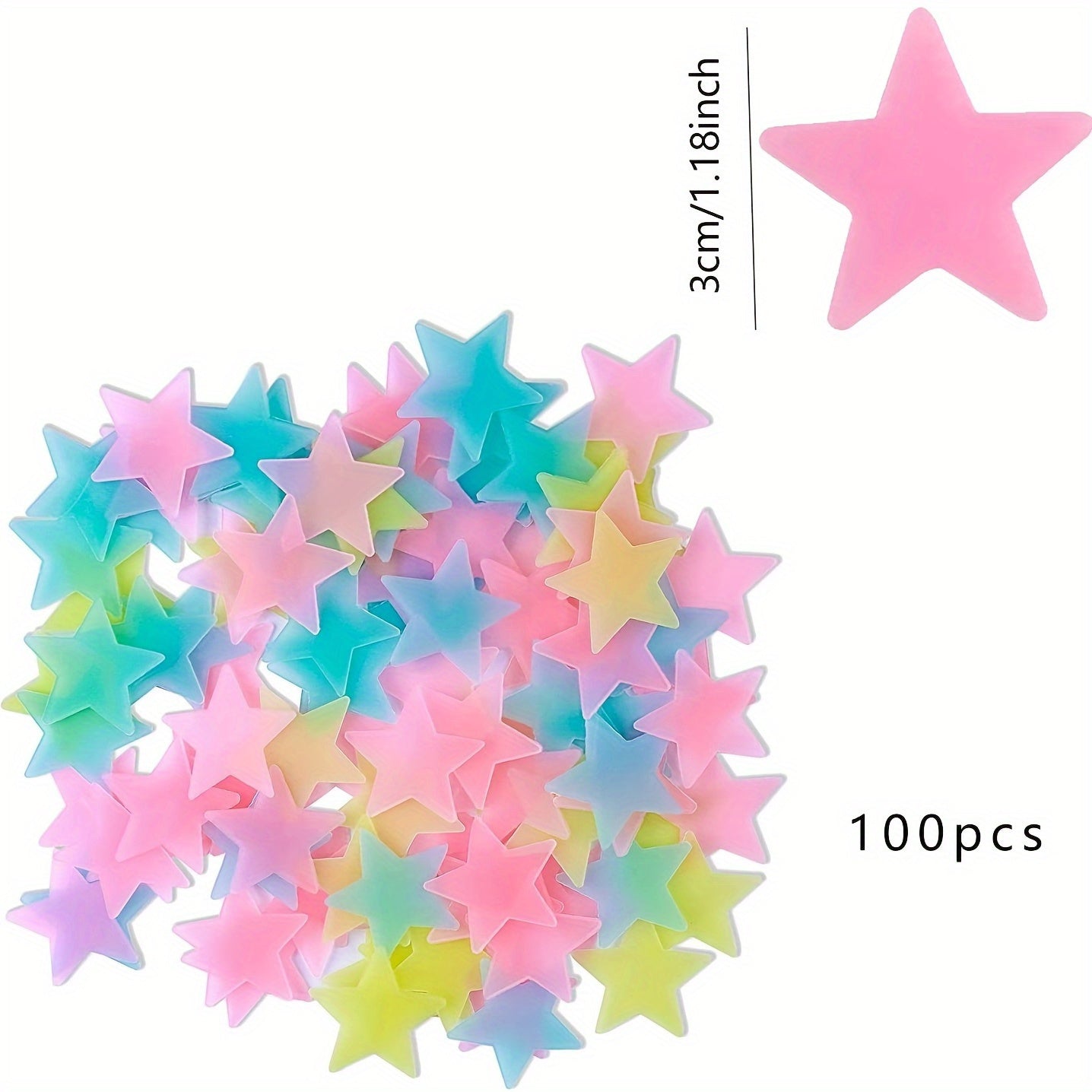 100Pcs Glow-In-The-Dark Star Stickers: Decorate Your Bedroom, Living Room, Or Ceiling with a Festive Touch