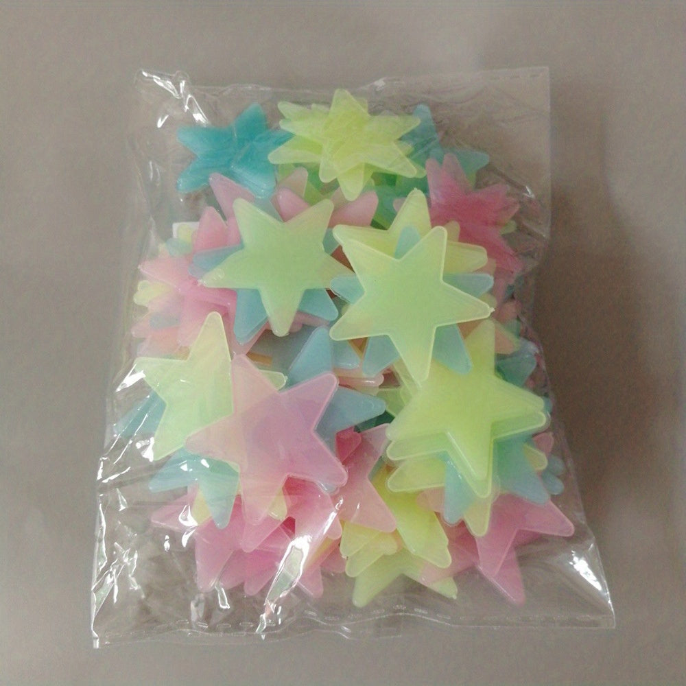 100Pcs Glow-In-The-Dark Star Stickers: Decorate Your Bedroom, Living Room, Or Ceiling with a Festive Touch