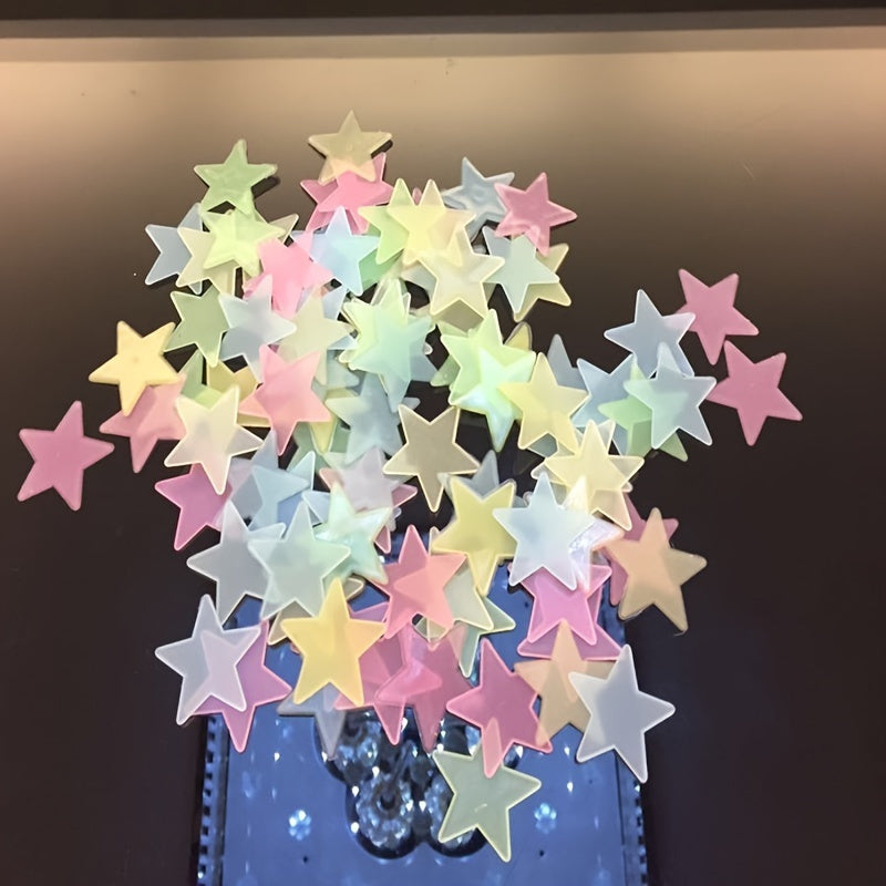 100Pcs Glow-In-The-Dark Star Stickers: Decorate Your Bedroom, Living Room, Or Ceiling with a Festive Touch