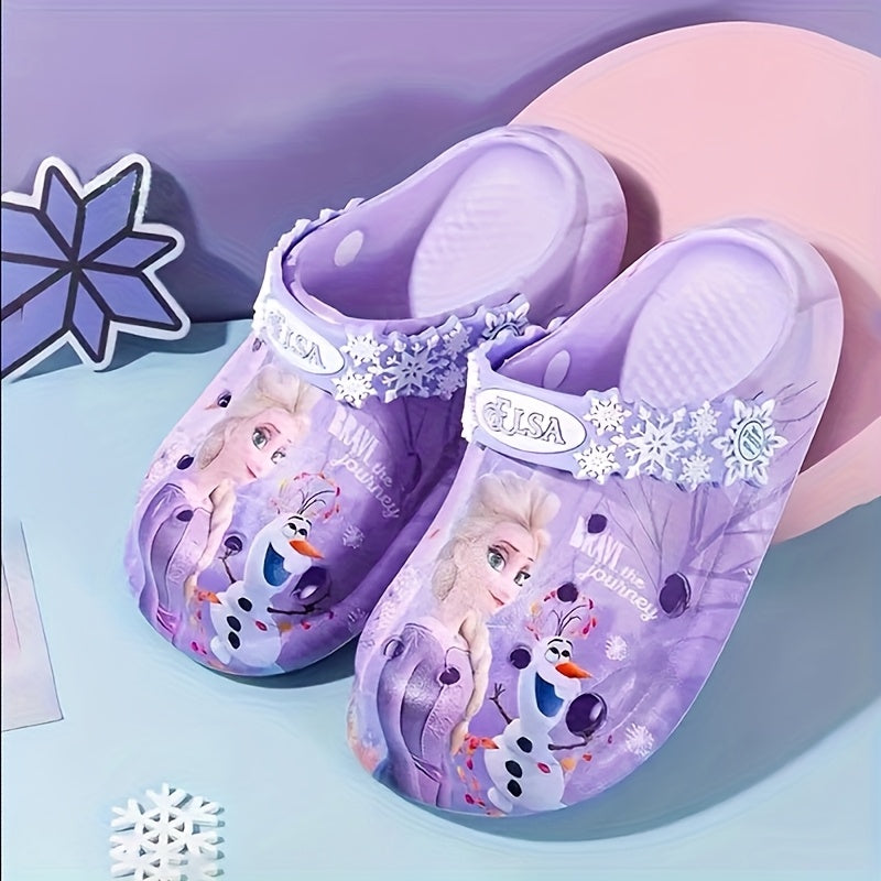 Disney Princess Elsa Girls' Summer Garden Slippers with Soft Sole and Headband, Wading Shoes, Sandals, Beach Slides for Youngsters, Suitable for Easter, Valentine's Day, Birthdays, Family, Friends, or Special Others