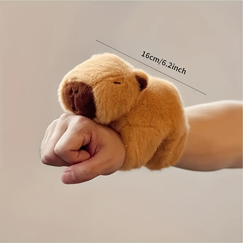 Adorable Capybara Plush Toy Wristband - Soft PP, Deep Brown Guinea Pig Stuffed Animal Keychain, Perfect for Play & Decoration, Decorative Accessory|Cute Wristband|Quality Plush Material, Capybara Stuffed Animal for winter