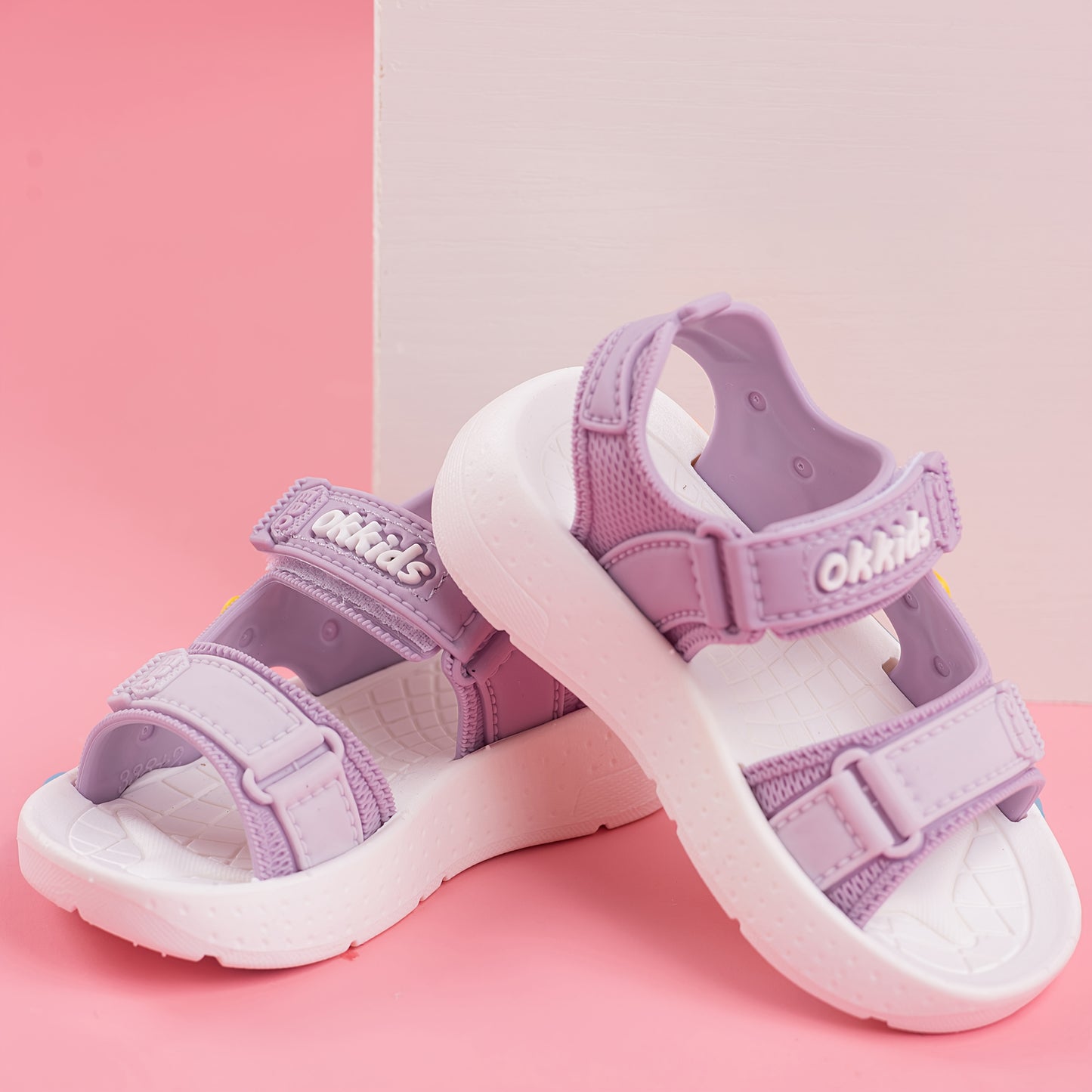 Girls' Summer Sandals - Cute Cartoon Design, Breathable & Comfortable, Lightweight PVC Material with Closure, Perfect for Outdoor Play & Casual Wear, Pink & Blue with "SPEED" Print, Shoes for Girls