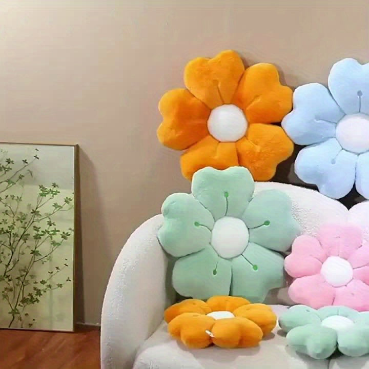 Soft Plush Daisy Flower Cushion – Cozy Pink Polyester Throw Pillow with Cute Petal Design, Perfect for Beds, Sofas, and Home Decor Gifts, Cute Pillows