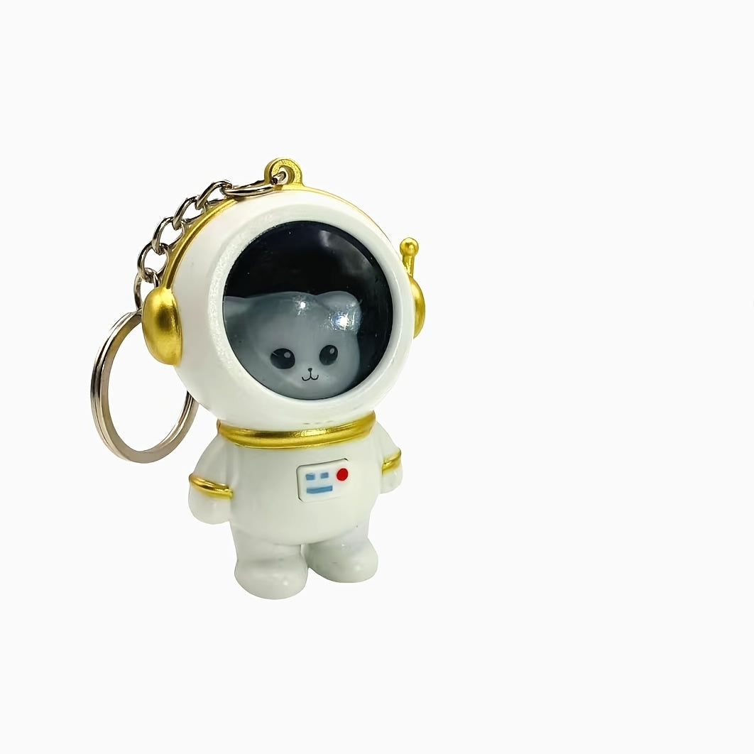 Cute Astronaut Bear Night Light Keychain - Glowing Space-Themed Backpack Charm for Couples, Students & Gifts