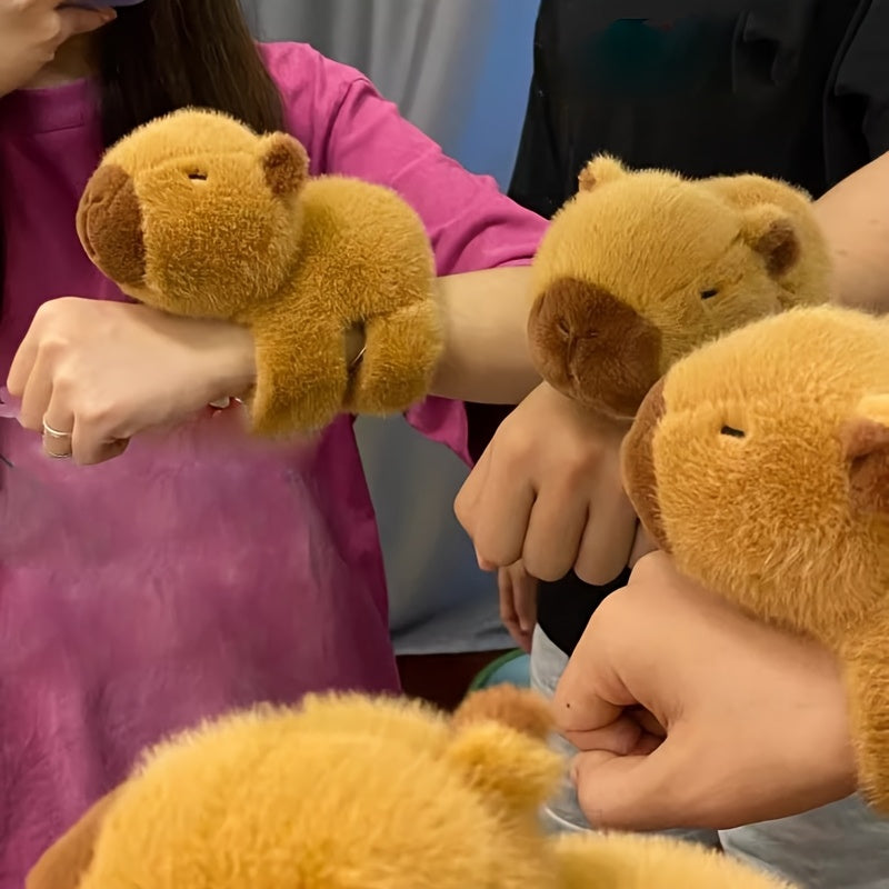 Adorable Capybara Plush Toy Wristband - Soft PP, Deep Brown Guinea Pig Stuffed Animal Keychain, Perfect for Play & Decoration, Decorative Accessory|Cute Wristband|Quality Plush Material, Capybara Stuffed Animal for winter