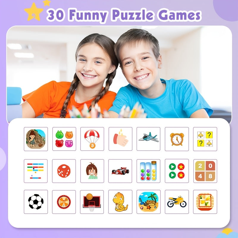 Kids Smartwatch with 30 Educational Games, HD Touchscreen, Music Player, Pedometer, Alarm Clock, Calculator, Flashlight - 12/24 Hours Timer, Silicone Strap, USB Charging, Ideal for 4-12 Year Olds, Boys and Girls