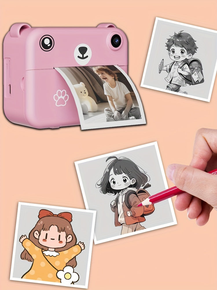 Compact Instant Camera for Kids with 1080 HD, Includes Three Rolls of Printing Paper, USB Charger, And Features for Digital Photography, Video Recording, And Delayed Printing, Perfect for Thanksgiving, Christmas, And New Year