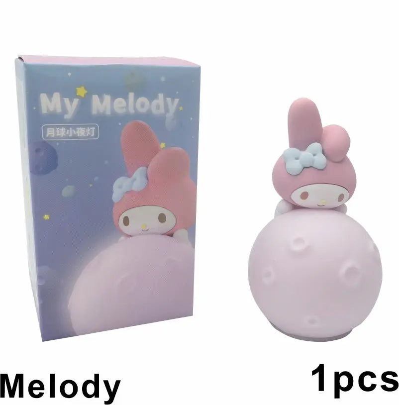 Original MINISO Hello Kitty Kuromi Cartoon Anime Figures Moon Night Light Toy Luminous Ornaments Cute Child Birthday Party Gifts