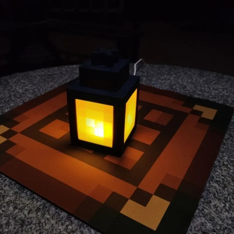 Minecraft Lantern Torch Bedside Lamp Creative Bar Outdoor Decoration LED Rechargeable Bedside Night Light Model Atmosphere Decor