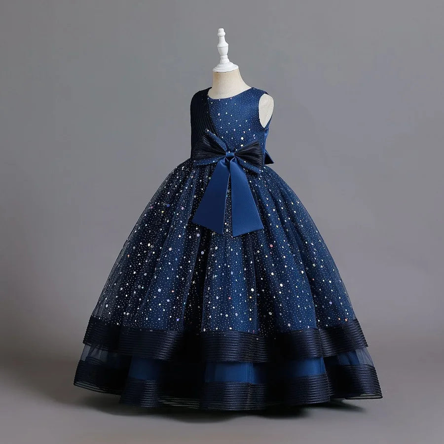 children's gauze lace birthday party dinner ball big butterfly dress New Christmas Party Princess long dress children's dress