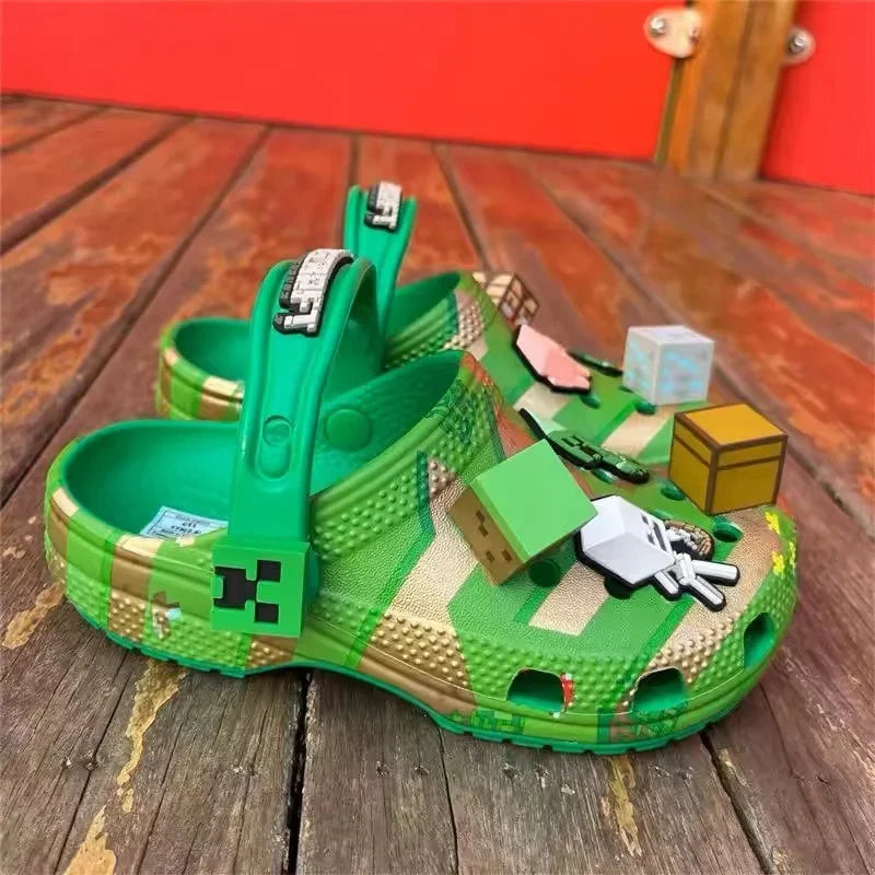 New Minecraft Sandals Children Cartoon Character Summer Cute Cartoon Children'S Slippers Non-Slip Soft Soled Sandals Gifts