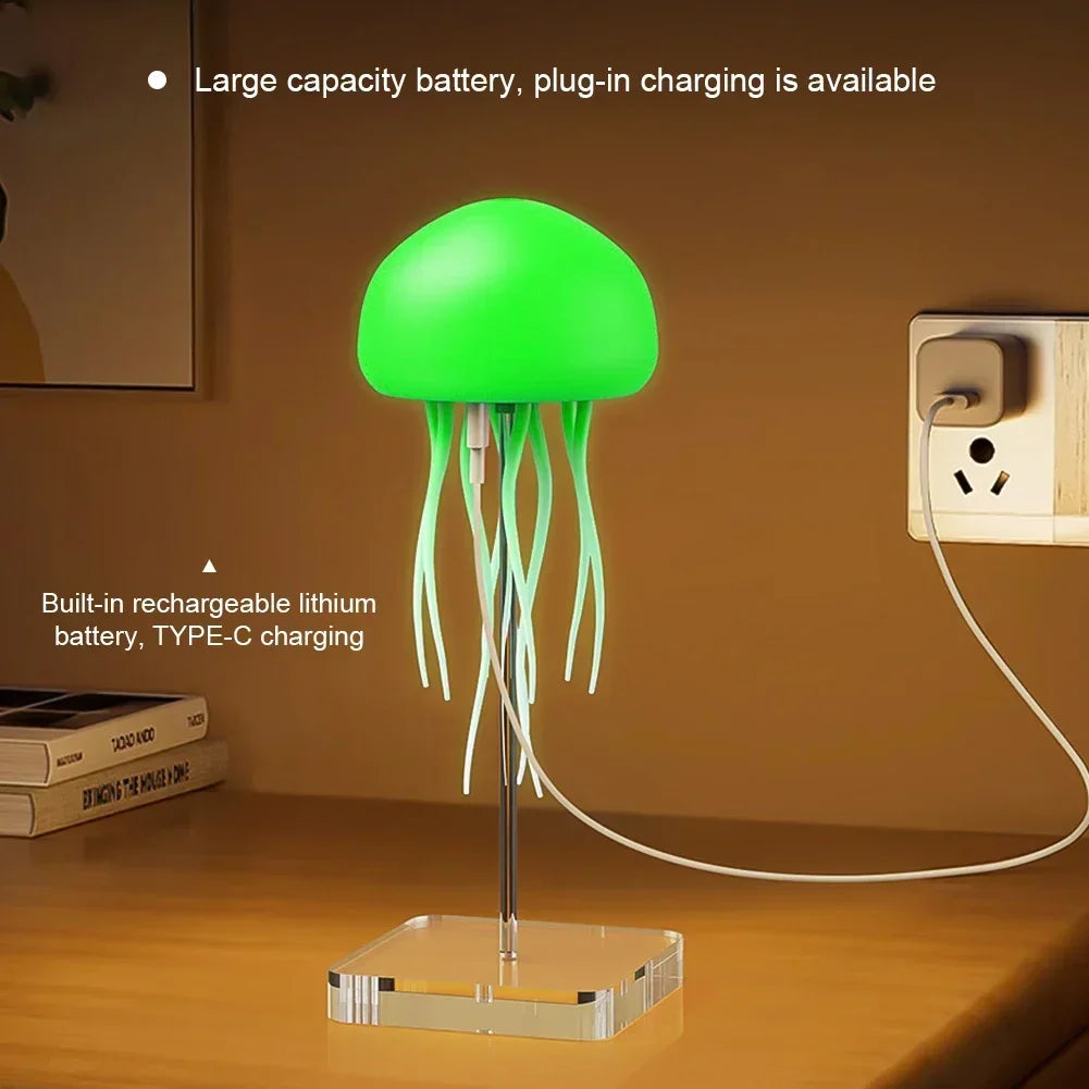Cartoon Dancing Jellyfish Night Light RGB Gradient Cute Jellyfish Bedside Lamp Voice Control Type-C Charging LED Night Lamp