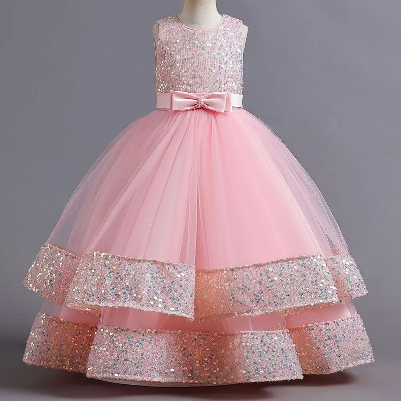 children's gauze lace birthday party dinner ball big butterfly dress New Christmas Party Princess long dress children's dress