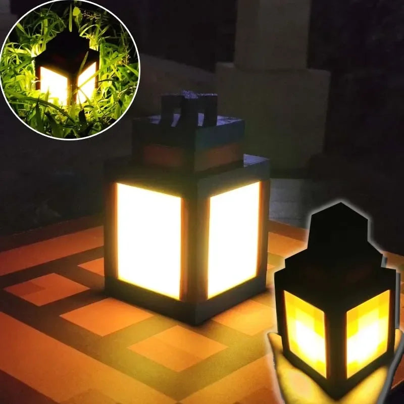 Minecraft Lantern Torch Bedside Lamp Creative Bar Outdoor Decoration LED Rechargeable Bedside Night Light Model Atmosphere Decor