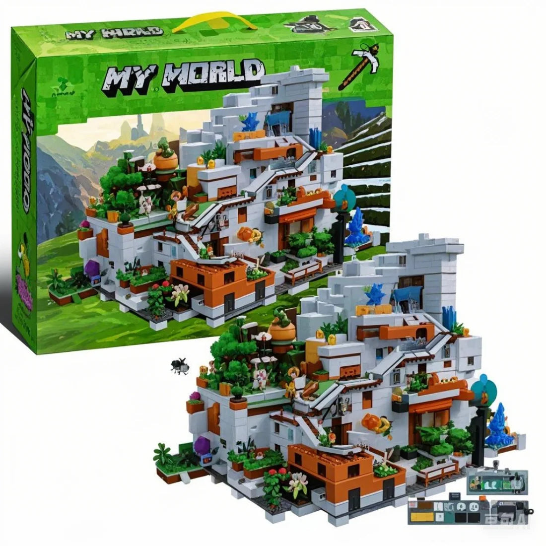 New cave brick toys Popular boys world building organ bricks and digital bricks and elevator educational toys gifts