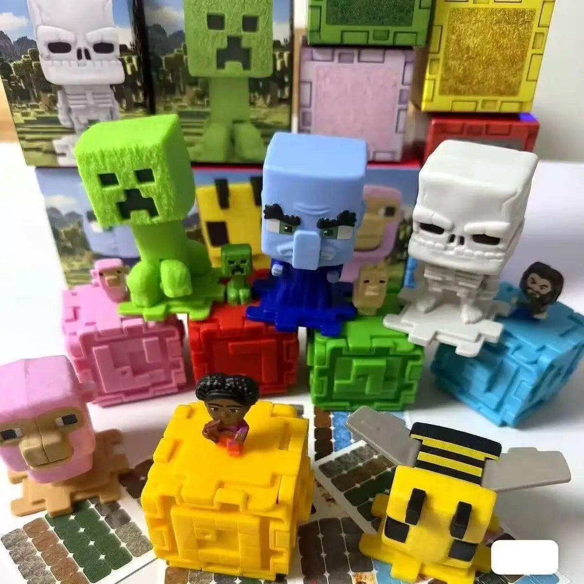 Minecraft Happy Meal Series Figure Creeper Bee Evoker Action Figure Anime Movie Peripherals Room Decoration Birthday Gifts Toys
