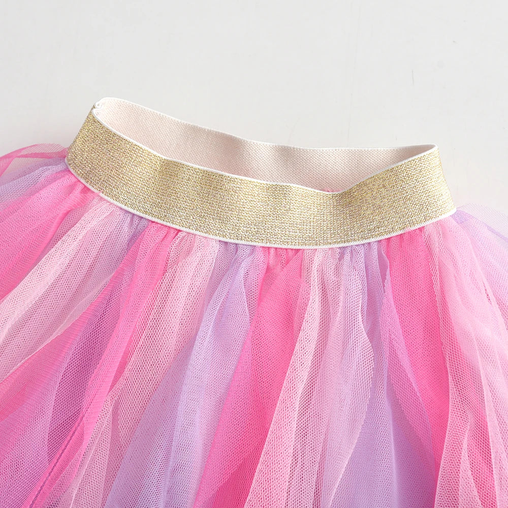 VIKITA Kids Princess Skirts Girls Irregular Layered Mesh Tulle Birthday Party Tutu Mini Skirts Girls Pink Casual Ballet Skirt