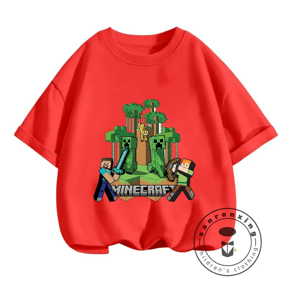 New Girls T-Shirt Cute Like Minecraft Kids Tshirt Summer Girls Clothes Fashion Toddler T Shirts Shortsleeve Tops Wholesale