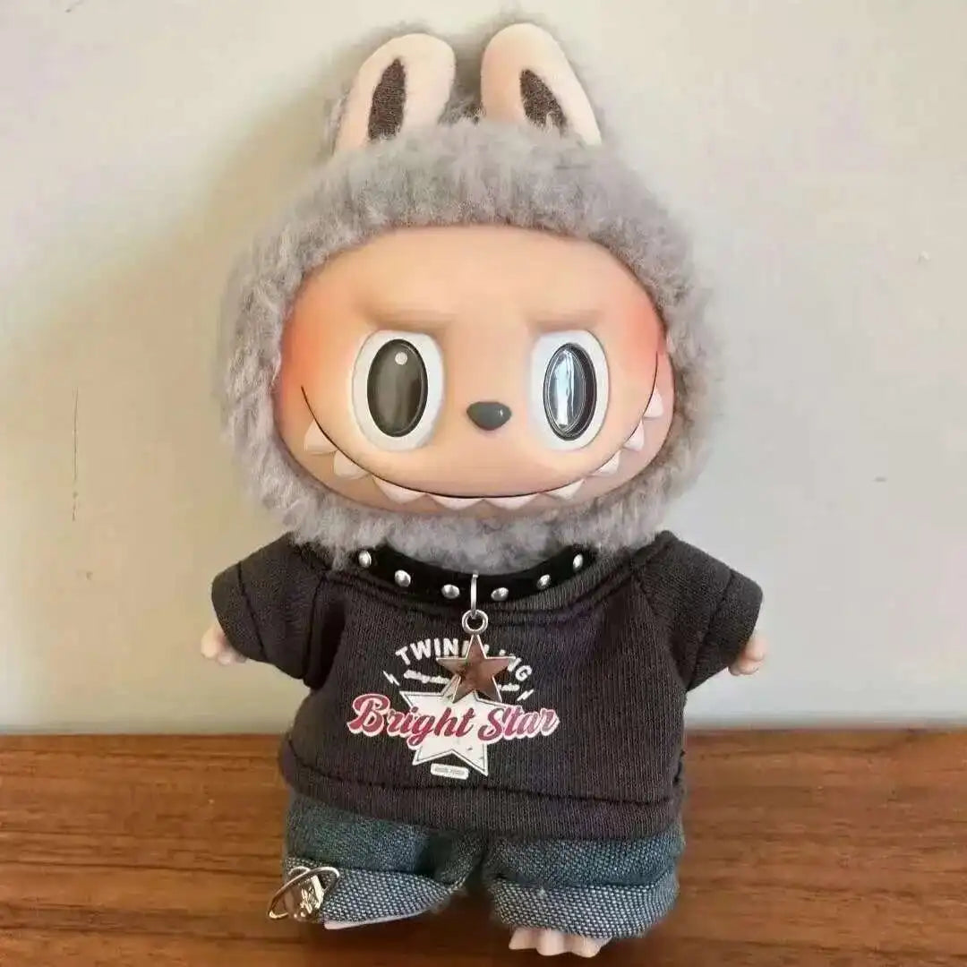 17cm labubu clothes outfit Plush doll clothes Macaron Cute Clothing DIY Kid Gift Dog Clothes Hair accessories v1 v2 clothes