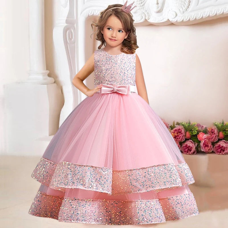 children's gauze lace birthday party dinner ball big butterfly dress New Christmas Party Princess long dress children's dress