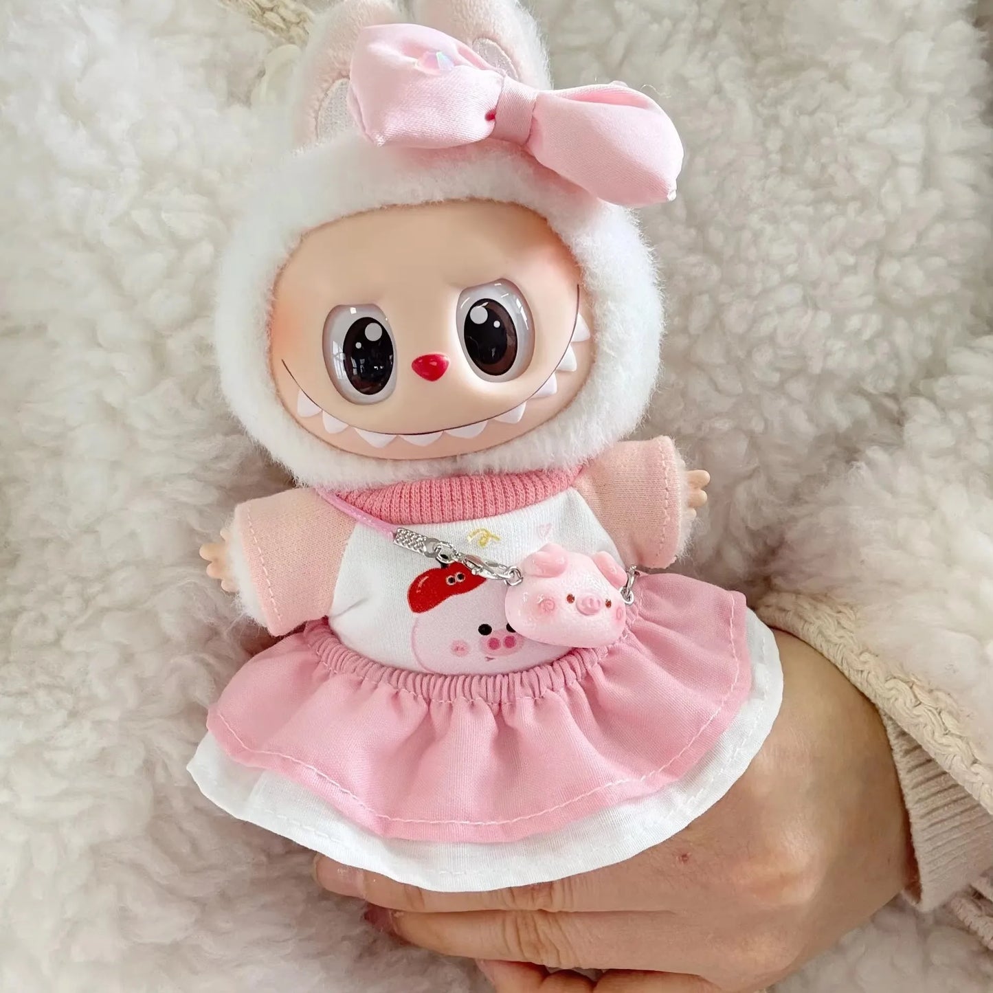 17cm labubu clothes outfit Plush doll clothes Macaron Cute Clothing DIY Kid Gift Dog Clothes Hair accessories v1 v2 clothes