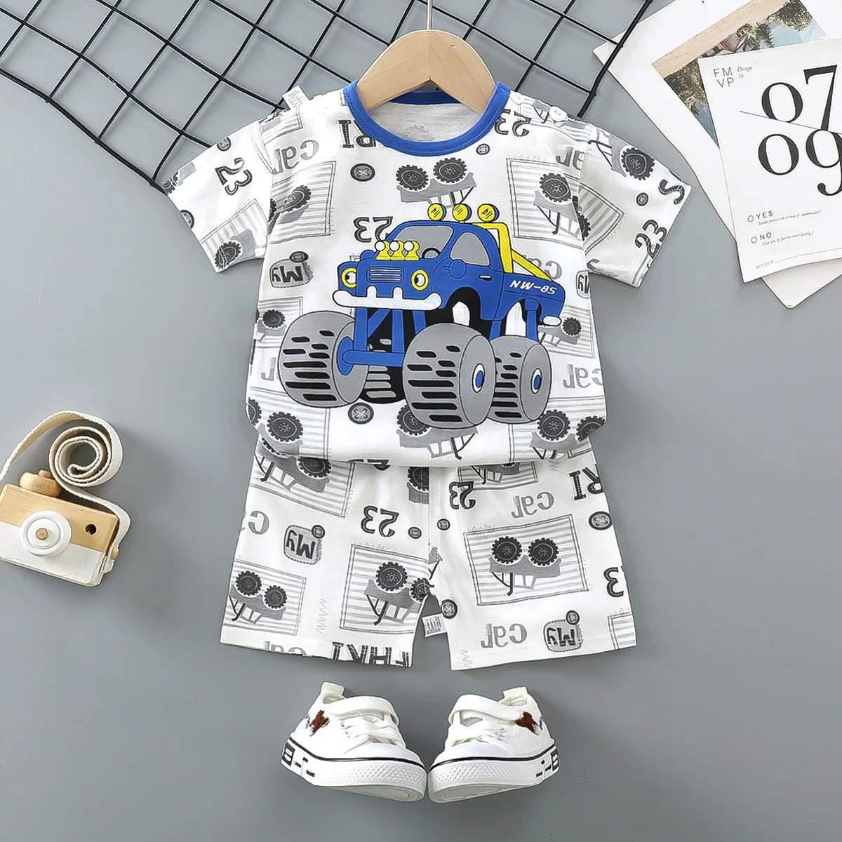 Cartoon Casual Kids Clothes 2 Piece Set Clothing Donald Duck Boy T-shirt + Shorts summer Boys Tracksuit Children Clothes