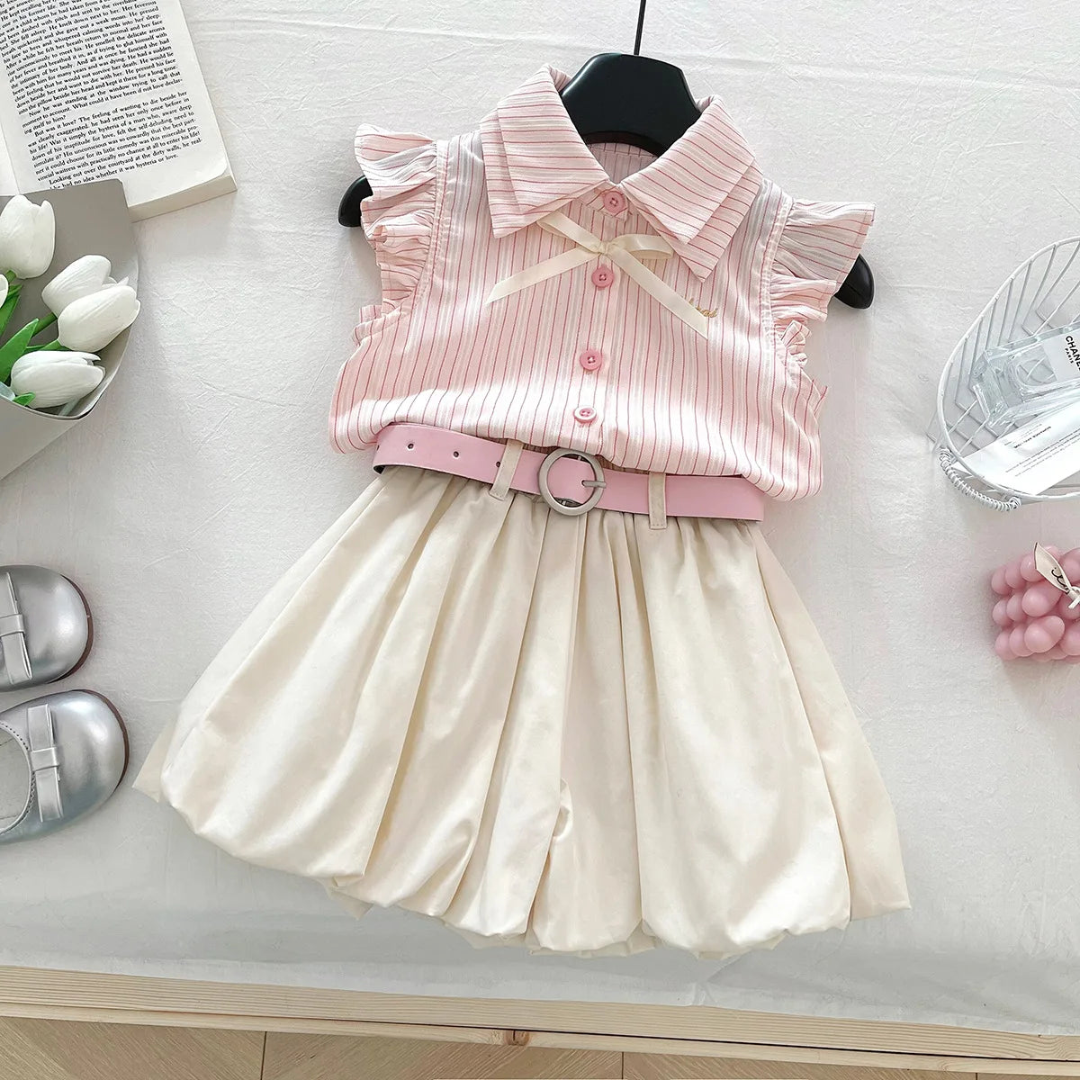 2PCS Girls Clothes Set Children Clothing Spring Flora Print Summer Baby Tops Tee Shirts Shorts Skirt Kids Girl Clothing 90-150