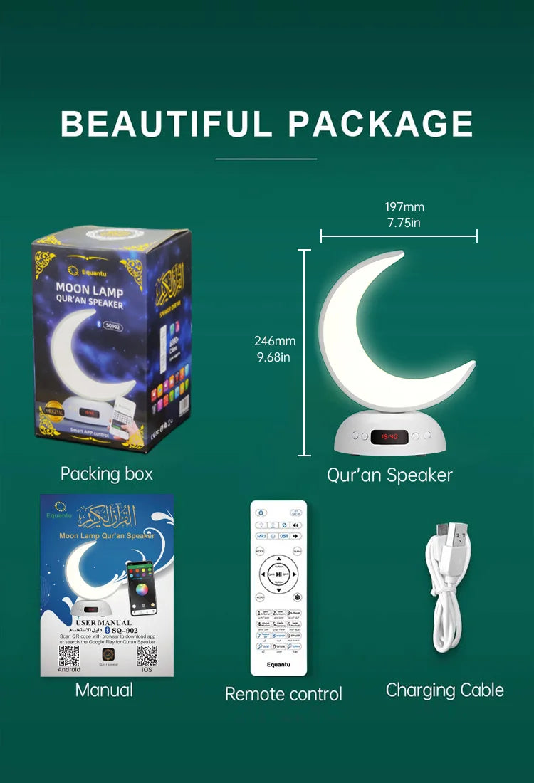 Night Light Lamp Clock Quran Azan Muslim Koran Bright Bluetooth Speaker Portable Holy Sound Box Music Wireless Caixa De Som Mp3