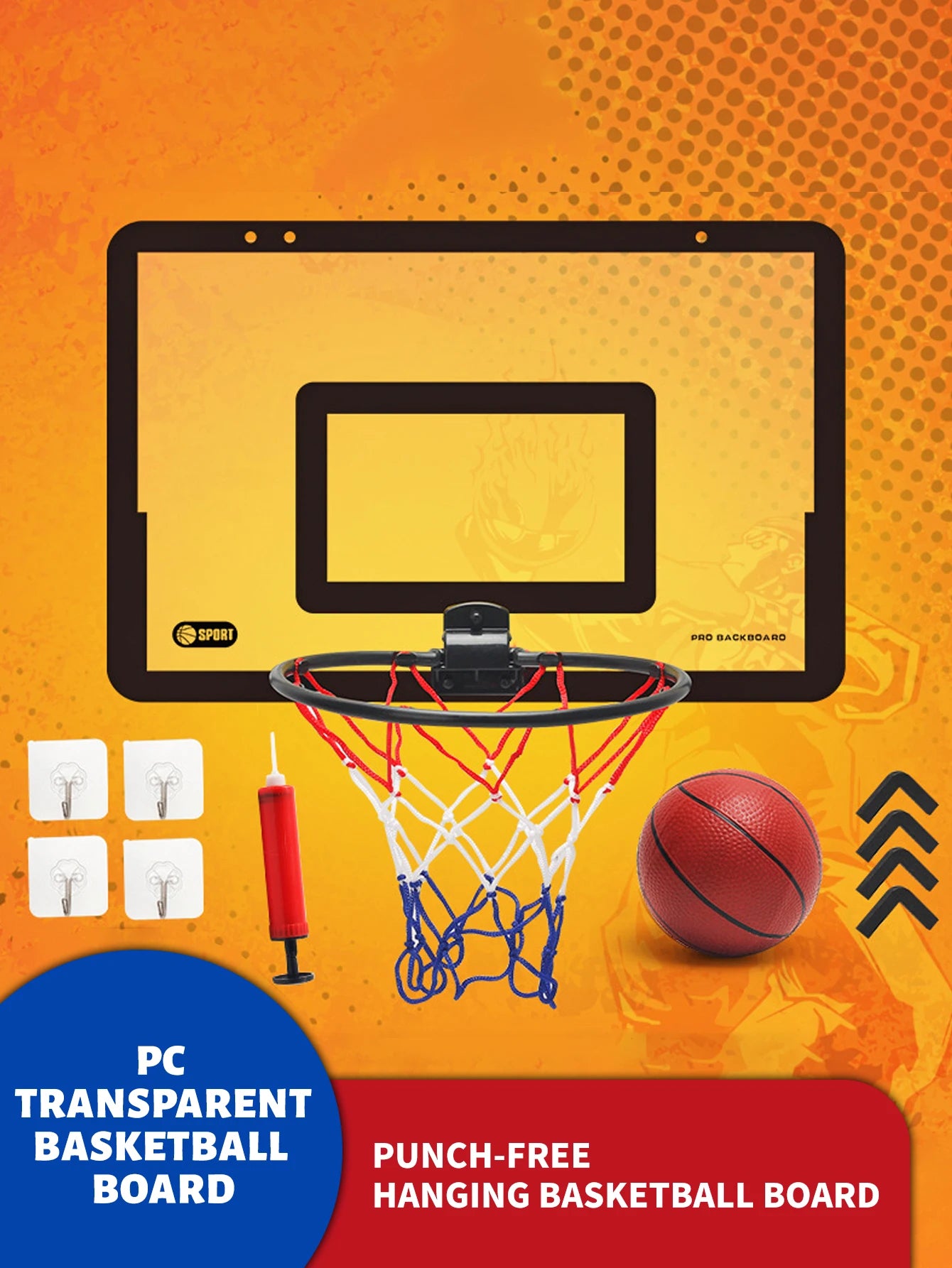 Children's wall mounted silent non porous foldable basketball stand indoor and outdoor activity basketball stand with basketball