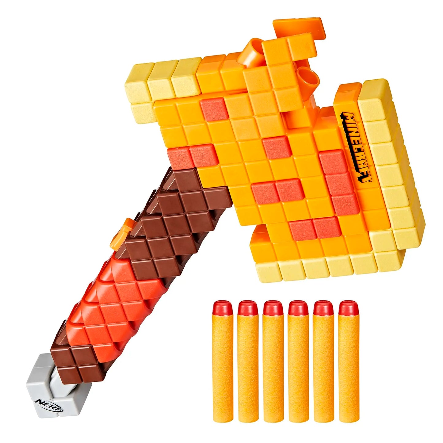 Hasbro Nerf Minecraft Firebrand, Dart Blasting Axe, 6 Nerf Elite Foam Darts, Pull Down Priming, Minecraft Toys F8954