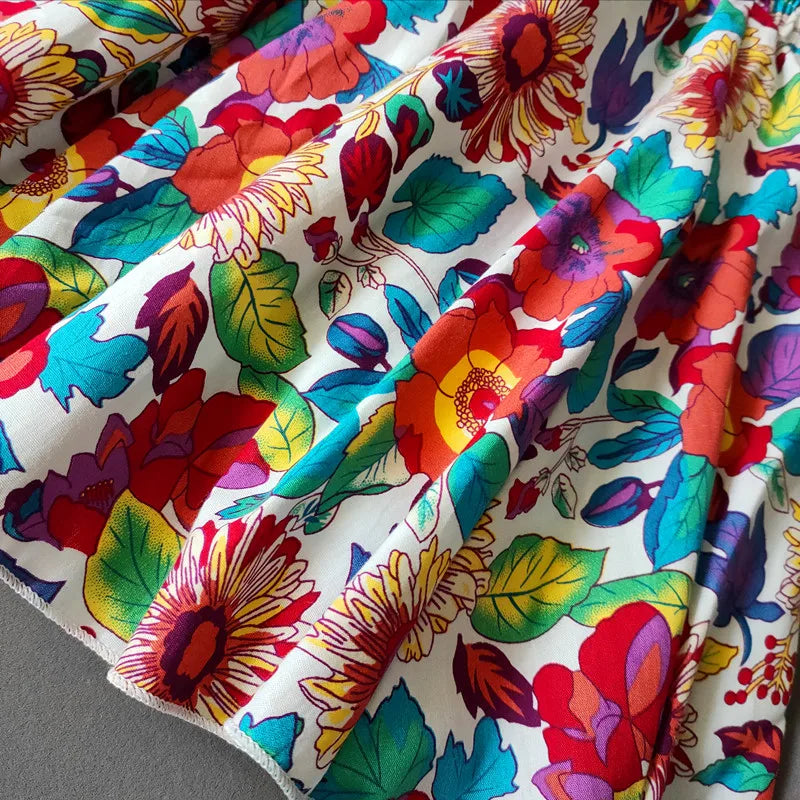 Kids Girls Cotton Print Princess Pleated Skirt Sweet Big Kids Girls Tutu Skirts Elastic Waist Mini Skirt Clothes For Girls