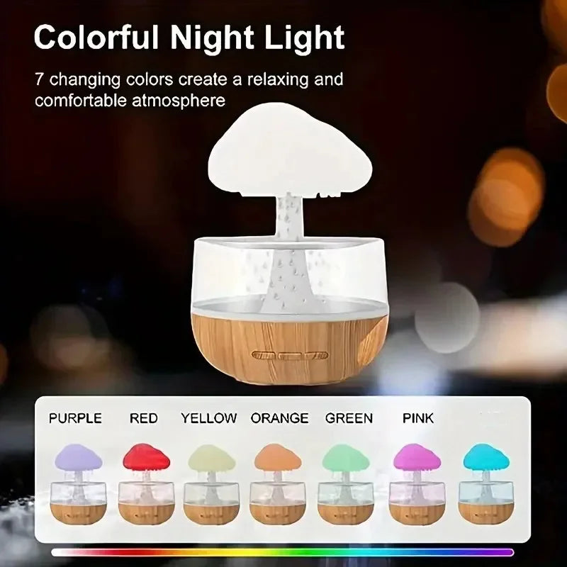 Rainy day humidifier, colorful mushroom cloud aromatherapy humidifier, desktop fountain, bedside sleep, relaxation, adult gift