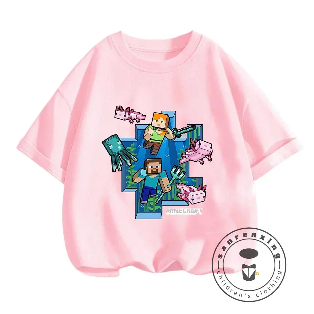 New Girls T-Shirt Cute Like Minecraft Kids Tshirt Summer Girls Clothes Fashion Toddler T Shirts Shortsleeve Tops Wholesale