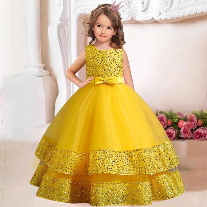 children's gauze lace birthday party dinner ball big butterfly dress New Christmas Party Princess long dress children's dress