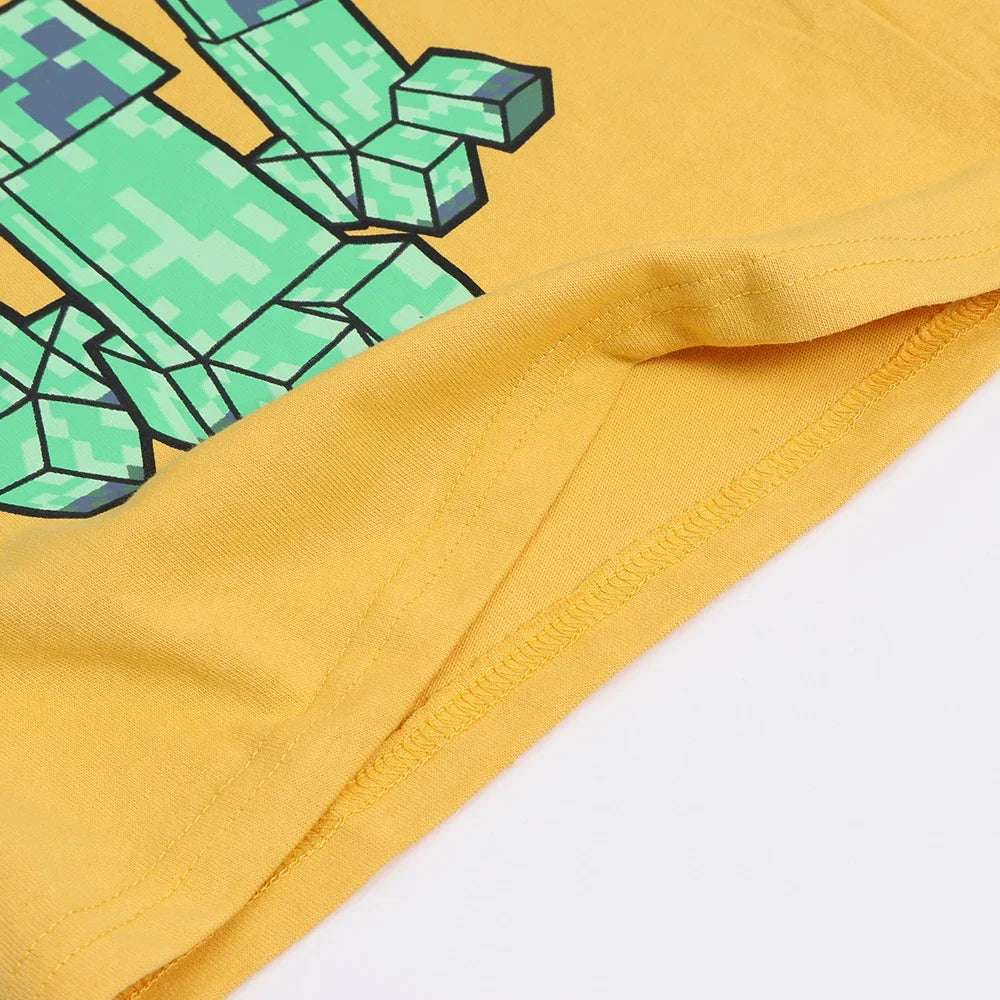 Cartoon Minecrafts Summer Boys T-shirt Pants Suit 2pcs Set Children Short Sleeve Tee Shorts Clothes