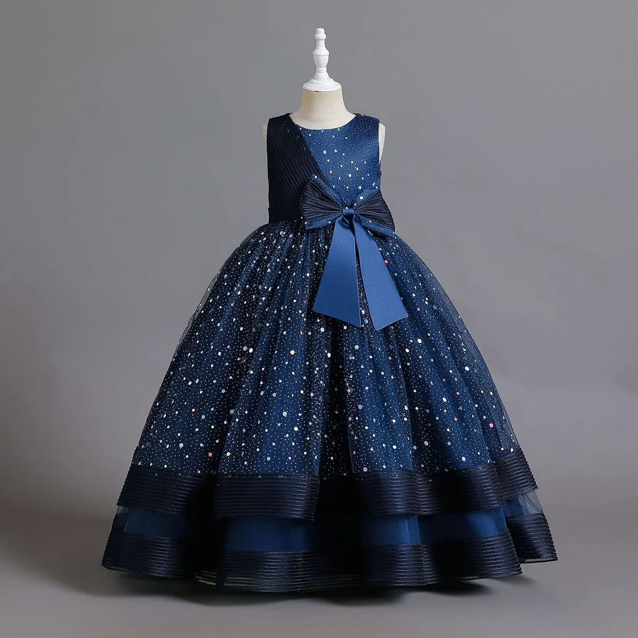 children's gauze lace birthday party dinner ball big butterfly dress New Christmas Party Princess long dress children's dress