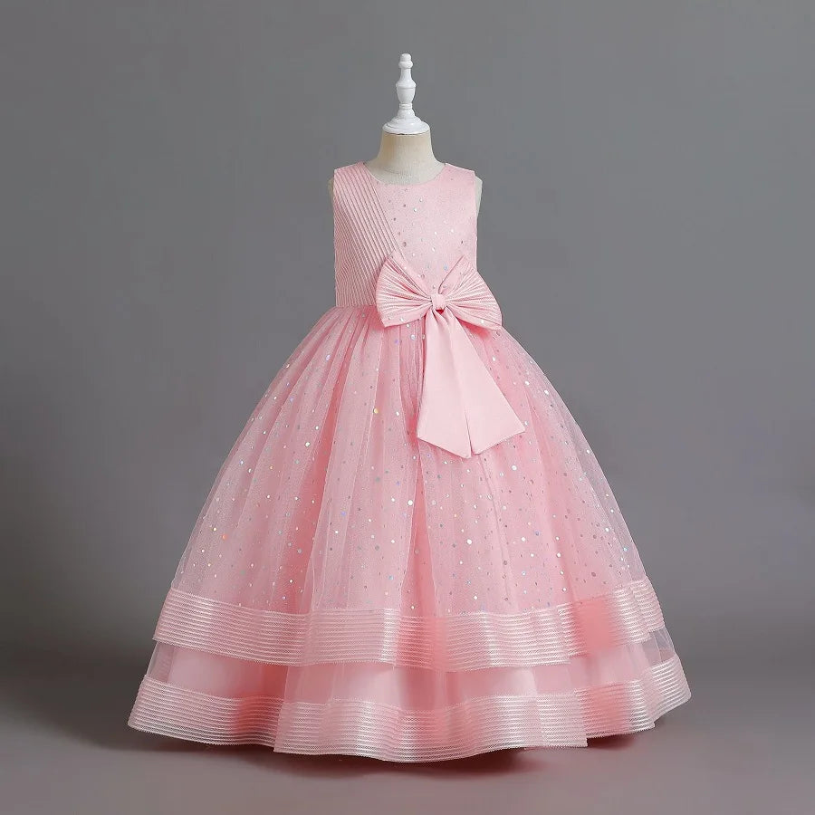 children's gauze lace birthday party dinner ball big butterfly dress New Christmas Party Princess long dress children's dress