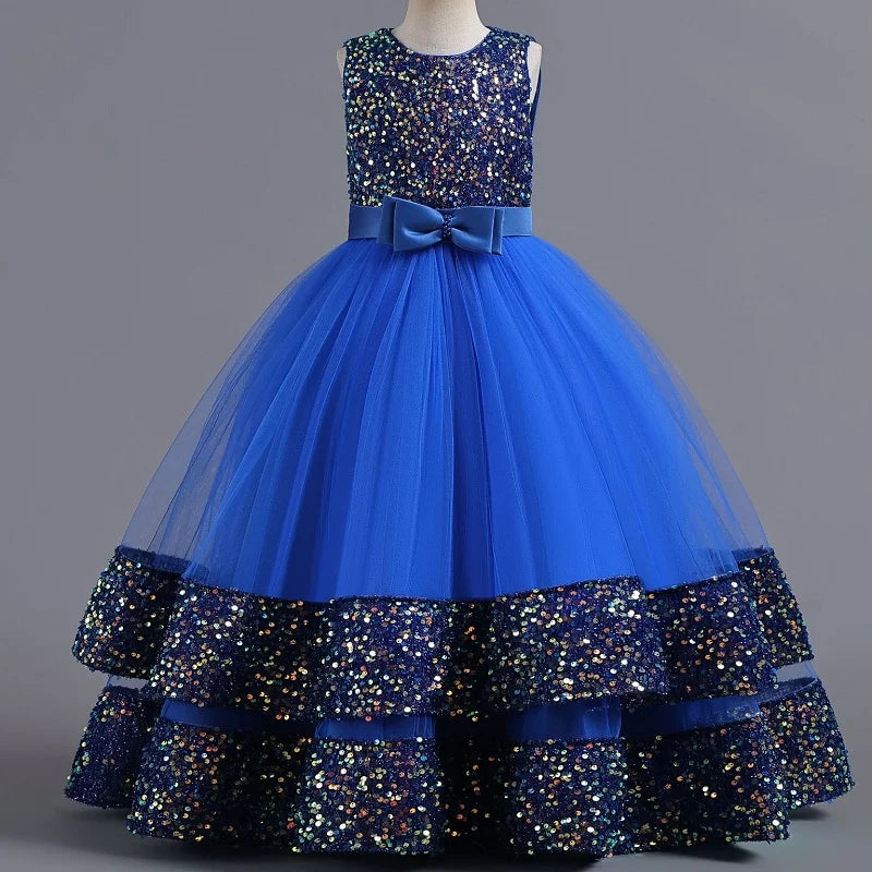 children's gauze lace birthday party dinner ball big butterfly dress New Christmas Party Princess long dress children's dress