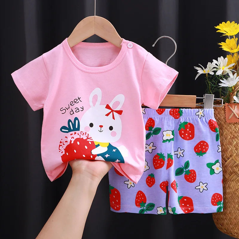 Cartoon Casual Kids Clothes 2 Piece Set Clothing Donald Duck Boy T-shirt + Shorts summer Boys Tracksuit Children Clothes