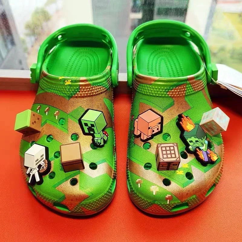 New Minecraft Sandals Children Cartoon Character Summer Cute Cartoon Children'S Slippers Non-Slip Soft Soled Sandals Gifts