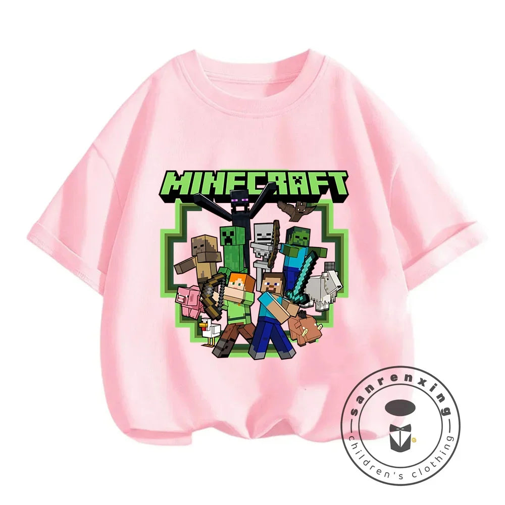 New Girls T-Shirt Cute Like Minecraft Kids Tshirt Summer Girls Clothes Fashion Toddler T Shirts Shortsleeve Tops Wholesale