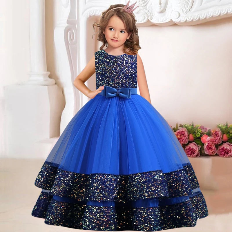 children's gauze lace birthday party dinner ball big butterfly dress New Christmas Party Princess long dress children's dress