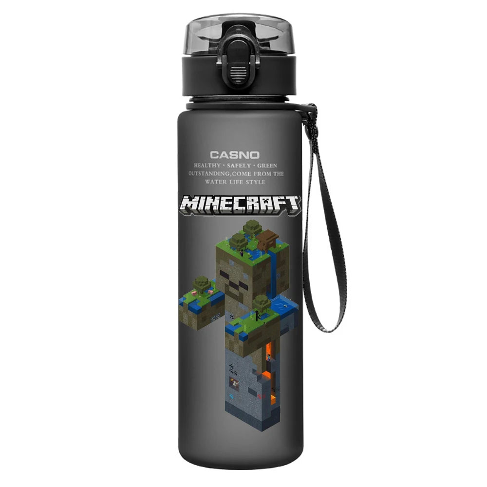 560ML Game Minecraft Image Water Cup Design Cute Transparent Plastic Children Portable Large Capacity Water Cup Student Gifts