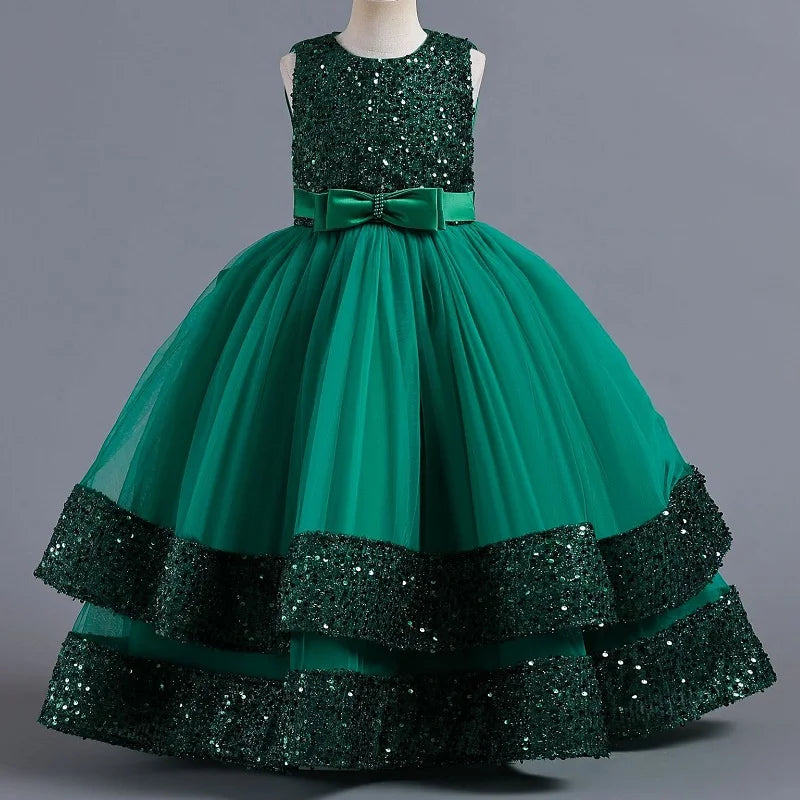 children's gauze lace birthday party dinner ball big butterfly dress New Christmas Party Princess long dress children's dress