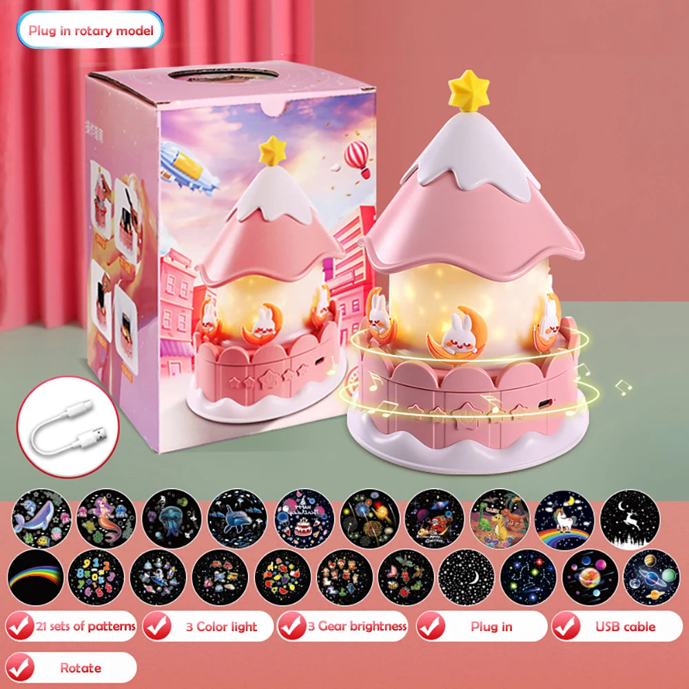 Kawaii Projector Night Light For Nursery Rotated Kids Ocean Projector Sleeping Lamp For Party Birthdays Christmas Gifts