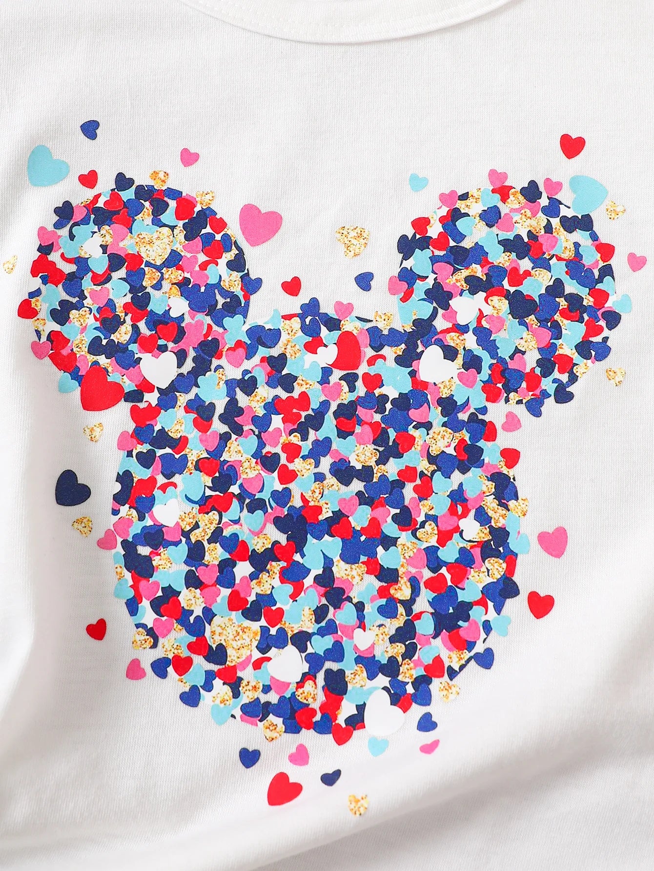 Summer toddler Girls' Clothing Sets Heart Print Short-Sleeved Tops Colorful hearts Tutu Skirt 2Pcs Outfits Valentine's Day Gift