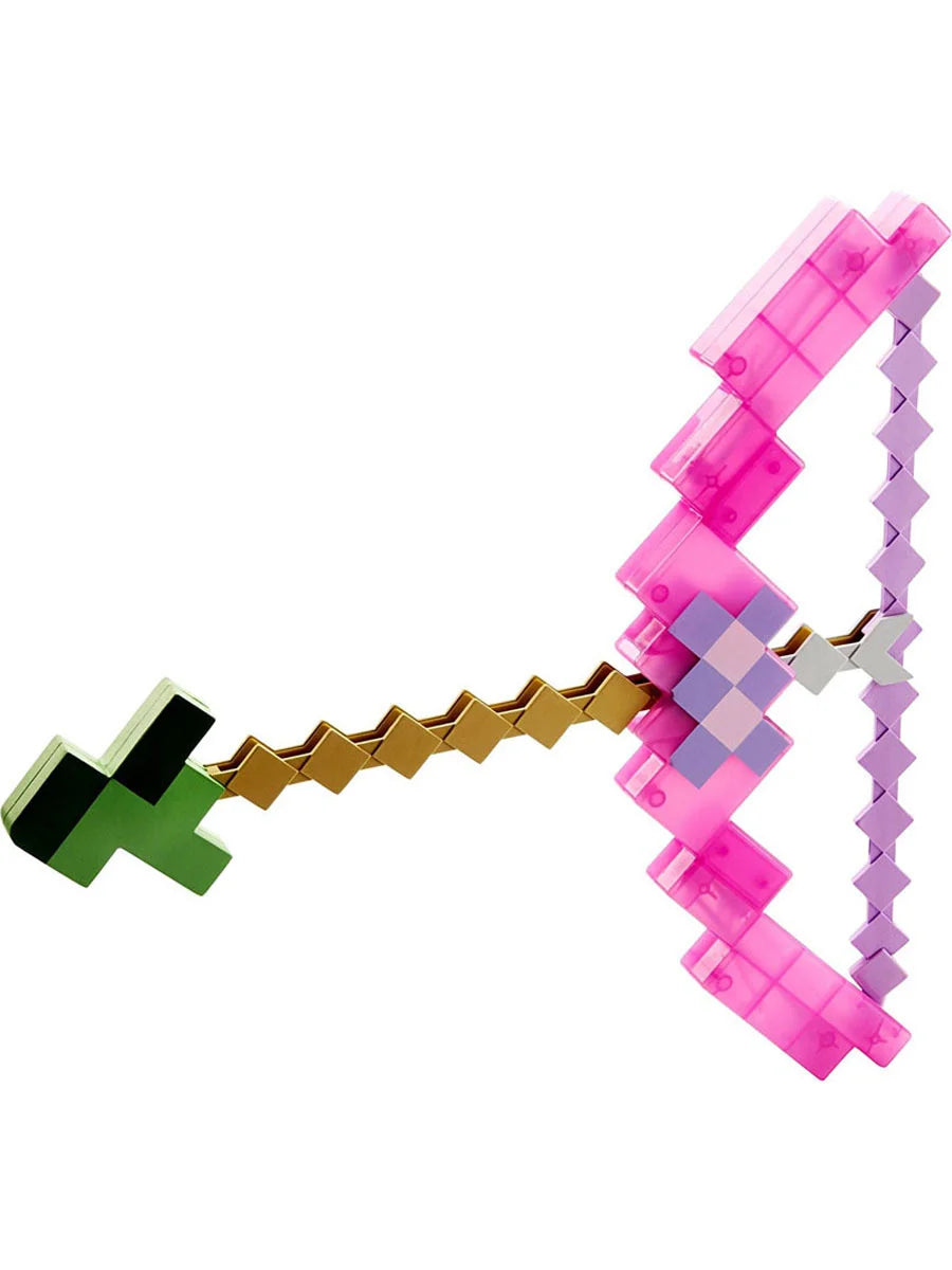 Minecraft New Toy Weapon Purple Enchanted Bow and Arrow Diamond Sword Draft 2-in-1 Set with Catapult Love Birthday Gift